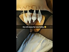 My wife lies after hard gangbang surround with used condoms full of cum! [Cuckold. Snapchat]