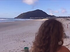 young wife gets naked on public beach to tease surfers