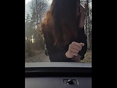 Cuckold wife getting fucked by stranger infront of her husband jerking off in car